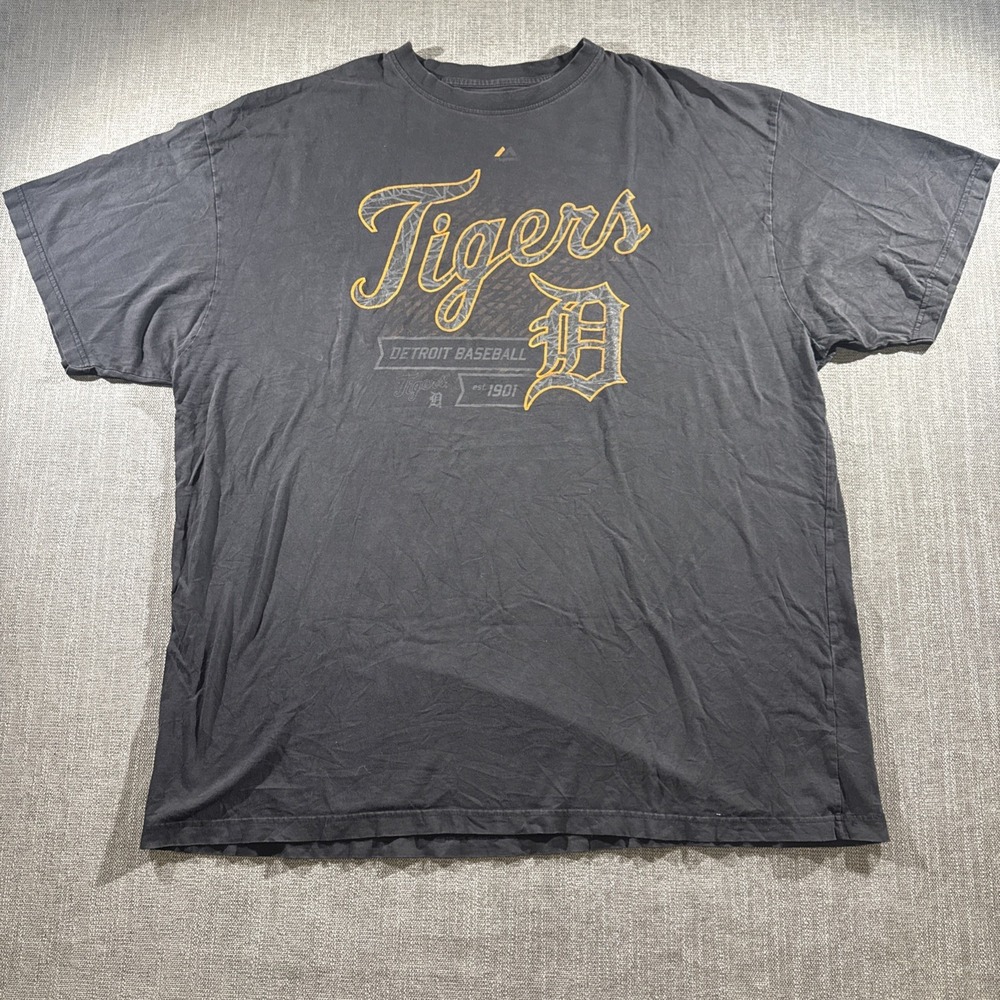 Detroit‎ Tigers Shirt Men's 3XLT Majestic Old English D Baseball Tee